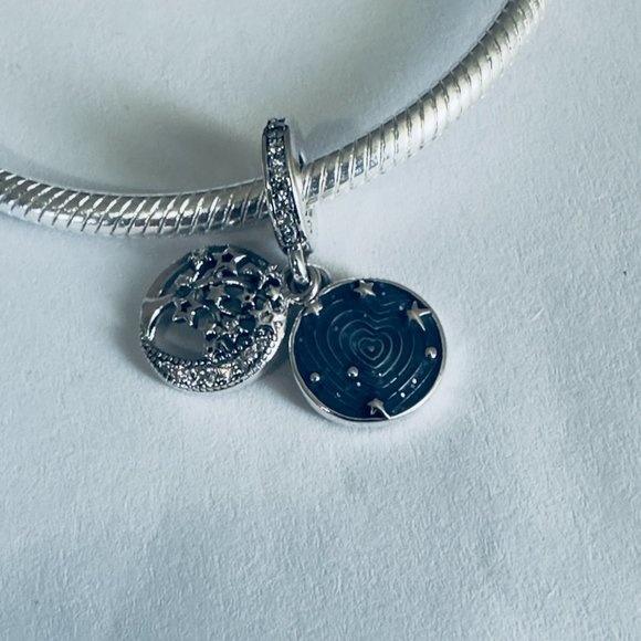 Authentic Pandora Family Tree & Galaxy Moon Stars Shimming Midnight Royal Blue - Picture 4 of 5